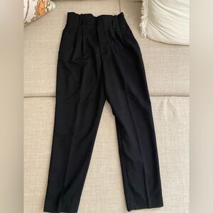 H&M Black High-Waist Trousers with Hook Closure